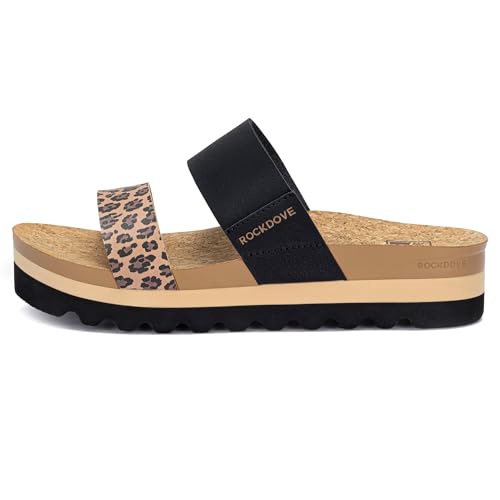 Image of RockDove Women's Isla Lift Platform Slide Sandals with Cushioned Arch Support and Soft Dual Straps