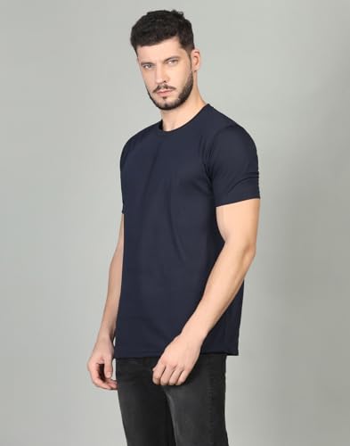 Image of INKKR Men's Solid Regular Fit T-Shirt Blue Red L-Grey
