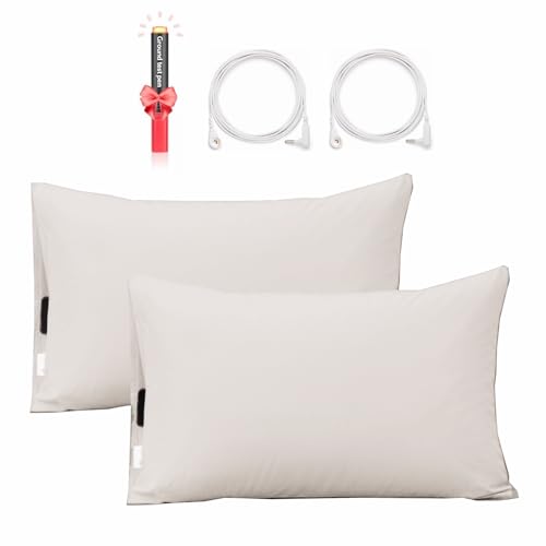 Grounding Pillowcase Set of 2, King Size Pillow Cases 20 x 36 inches, Organic Cotton + Silver Fiber, Conductive Earthing Pillowcase