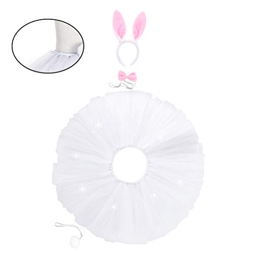 ABOOFAN Conjuntos de Coelho da Páscoa Traje Cosplay Crianças Gaze Saia Tutu LED Coelho Orelha Cabeça
