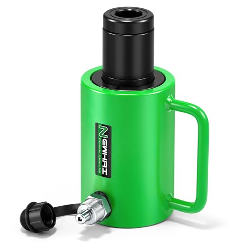 Newhai Hydraulic Hollow Jack 20 ton Hollow Hydraulic Ram with 2 inch Stroke Automatic Retraction Hydraulic Cylinder for Lifting Tensioning Construction Industrial Applications (20 ton; 2 inch Stroke)