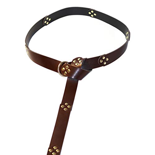 Medieval Belt Men for Renaissance Viking Tunic Shirt Blouse Accessories (One Size 190 cm Brown, Color Brown)