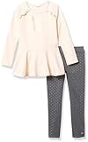 Calvin Klein Girls' 2 Pieces Leggings Set, Heather Charcoal/Gold, 6