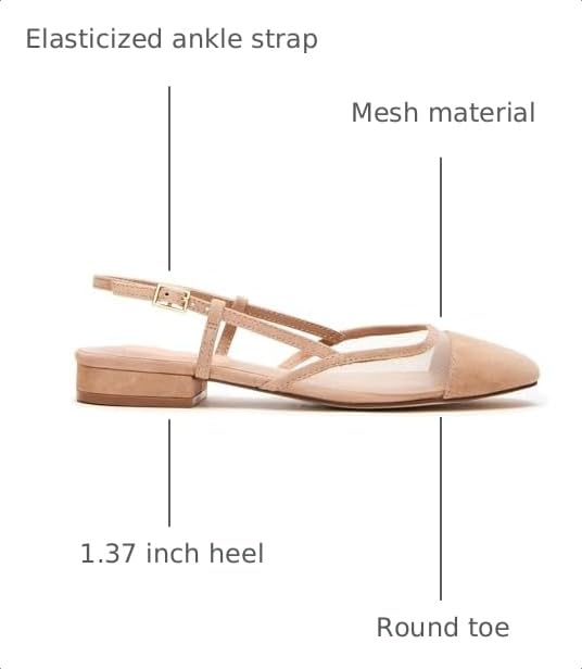 Image of MICIFA slingback flats for women, Round Toe Low heel Sandals Fashion Splicing Dress Shoes for Women