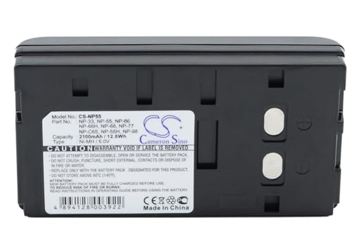 FITHOOD Battery Replacement for Sharp VL-E35U FZ169 VL-L64U VL-HL100U VL-N1S VL-MX7U VL-E31S VL-MX70 VL-MX8U GV9 (2100mAh/6.0V)