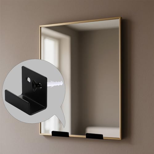 Image of 1-9 /16 inch Mirror Mounting Brackets for Wall 10 Pack - 1 inch Wide Inner Groove | Wall Hanger J Bracket for Frameless Mirror Tile Picture Frame with Screws Anchors