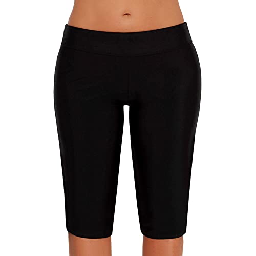 Traje de baño medio para mujer, con control de abdomen, cintura alta, parte inferior de bikini retro, secado rápido, cobertura completa, traje de baño de surf, para adolescentes y niñas, traje de baño