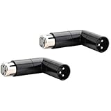 Pair of XLR Angle Adapter Dual Male and Female | L-Shaped Connector Metal Adapter with 4 Adjustable Angle Positions