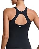 RUNNING GIRL Workout Tank Tops for Women Built in Shelf Bras Padded,Sleeveless Gym Tops Athletic Yoga Shirts(BX3062_Black_L)