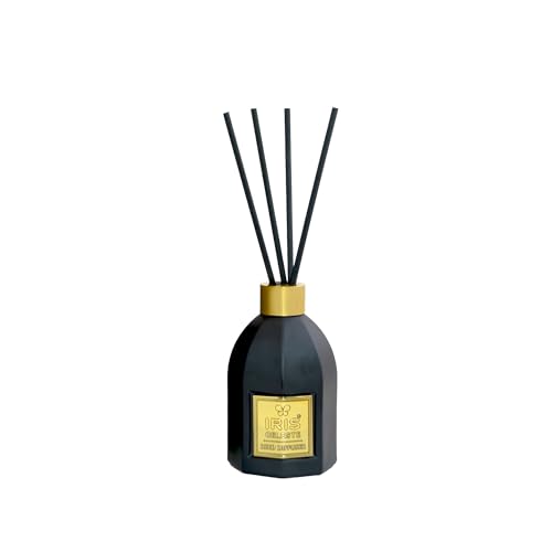 Image of IRIS Celeste Black Oudh Reed Diffuser Set 150ml |4 Black Fiber Reed Sticks 9 inch|Stress Relief & Aromatherapy |Long-Lasting,Smoke-Free Air Freshener for Home,Bedroom and Office | Ideal for Gifting.