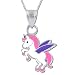 Collana da bambina in argento Sterling 925 con ciondolo a forma di unicorno, argento Sterling 925 e smalto., Senza gemme,