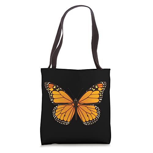 Bolso tote con diseño de mariposa monarca sobre fondo negro miniatura 1