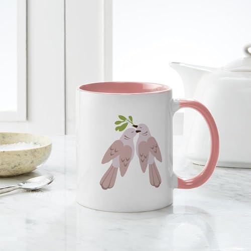 Taza de cerámica 11 oz con símbolo de paz y paloma miniatura 6