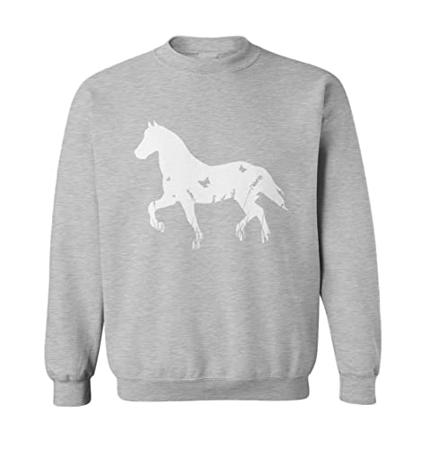 Tcombo Horse Silhoutte with Butterflies - Toddler Fleece Crewneck Sweater