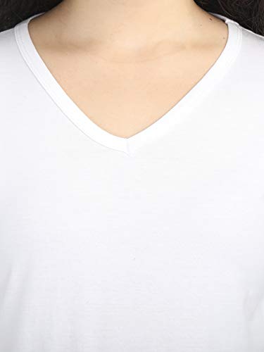 Image of FLEXIMAA Women's Cotton Plain V Neck Full Sleeve T-Shirt