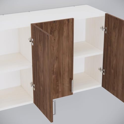 Image of Door Multipurpose Storage Cabinet & Adjustable Shelf | Space Organizer | Termites Resistance | Wall Mounted for Office, Kitchen Finish (Cochwood Brown & Highland Pine, Door 4)