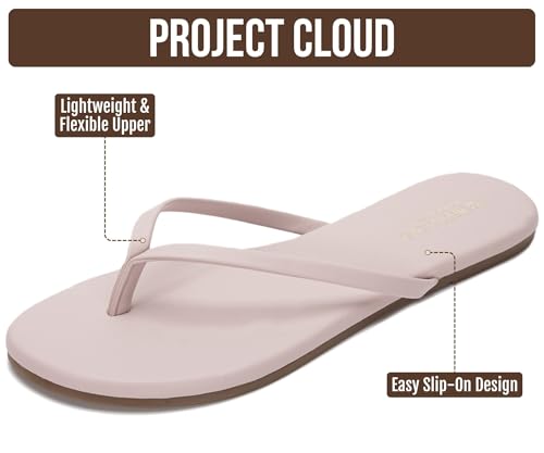 Image of Project Cloud Flip Flops for Women Footwear- Lightweight and Memory Foam Insole Sandals for Women 2026 - Durable Non-Slip Beach Essentials Flats for Women Sandals (Foundations)