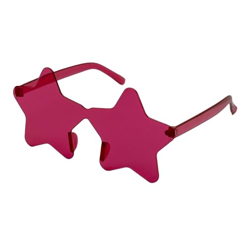 Gafas de Sol en forma de estrella, gafas de sol sin montura, Gafas diseño estrella, Gafas para disfraz, Gafas para fiesta, Gafas despedida de soltero/a, Gafas carnaval, Unisex (Rosa)