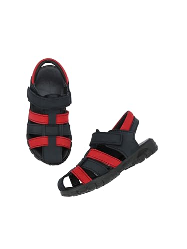 Tuskey Kid's Genuine Leather Cross Stitched Fashion Floater Sandals for Boy