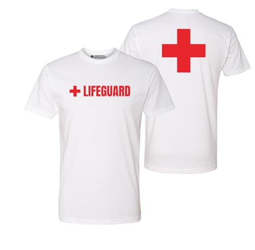 Lifeguard Staff T-Shirt Uniform - Soft Touch Cotton Material - Unisex - White - Medium
