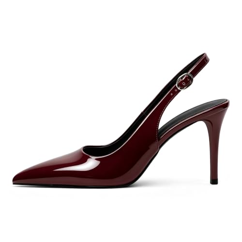 Image of YODEKS Women's Slingback Heels Pointy Toe Buckle Strap Pump Sandals Close Toe Stiletto High Heel Pumps Wedding Bridal Party Prom Shoes
