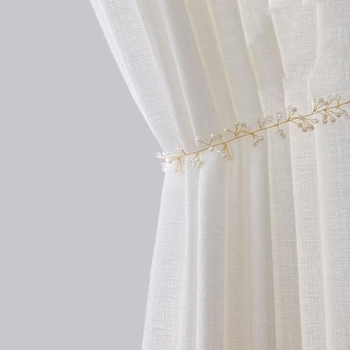 Cortinas de cocina blancas antimanchas de poliéster, pack de 2 paneles cortos 2