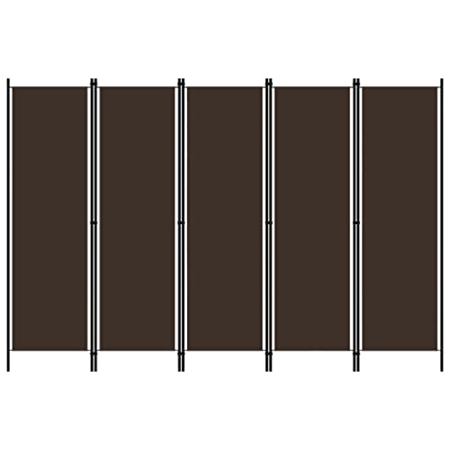 Séparateur de pièce pliable marron 250x180 cm - Grand paravent 5 panneaux