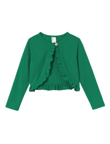 Image of PATPAT Girls Cardigan Bolero Size 4-12 Years Kids Knit Long Sleeve Ruffle Open Front Button Cover Up Cropped Tops for Girls
