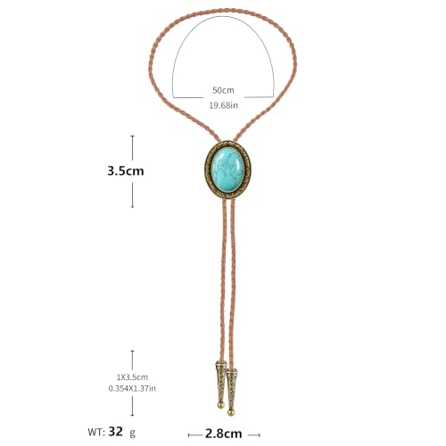 Image of Jeilwiy Bolo Tie for Men Western Cowboy Tie Necklace Gold Bolo Tie Leather Necktie Halloween Tie Accessories for Women