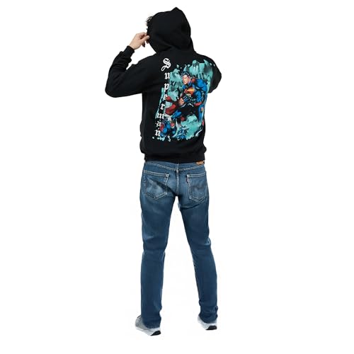 Superman Back Print Oversized Graphic Adult Black Long Sleeve Hoodie4