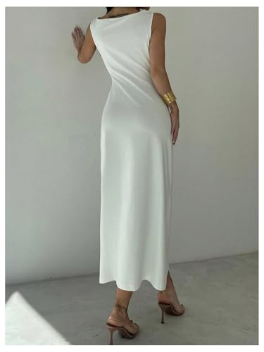 GORGLITTER Women's Sleeveless Draped Neck Bodycon Maxi Dresses Elegant Classy Wedding Guest Formal Prom Long Sundress2