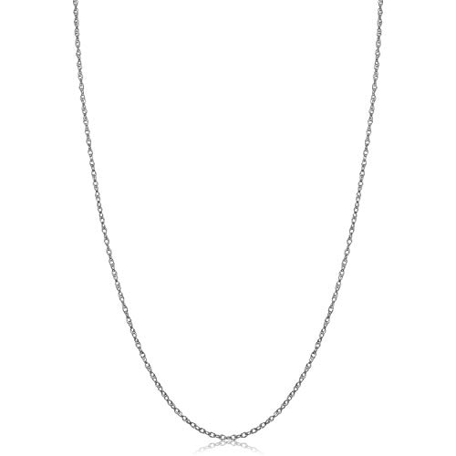 Kooljewelry Womens Classic Rope Chain - 14k White Gold Barely-There Necklace Thin Lightweight