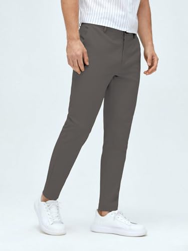 Image of AVANOVA Men's Classic Dress Pants with Side Pockets | Solid Tapered Suit Trousers, Business Formal Office Wear Regular Fit Pants, Stretchable Blend Slim Carrot Fit (Trouser 255)
