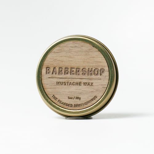 The Bearded Brotherhood Barbershop Mustache Wax – Handcrafted Grooming Wax with Cocoa Butter & Jojoba Oil – Vintage Barbershop Scent, 1 oz