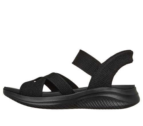 Skechers Women's ULTRA FLEX 3.0 SANDAL - FOREVER BETTER Hands Free Slip-ins, Knit cross strap sandal, Black/Black, 6.5M - image 2