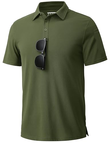 Cotrasen Mens Polo Shirts Short Sleeve Cotton Pique Golf Shirt 3 Button Classic Fit Basic Casual T-Shirts