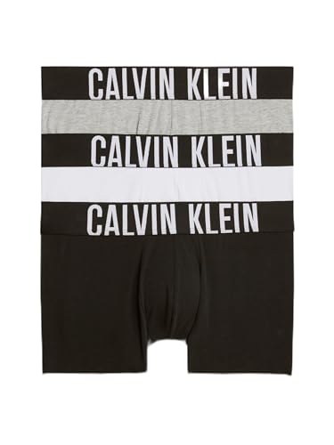 Calvin Klein Men's Intense Power Cotton 3 Pack Trunks, Black/Grey Heather/White, S