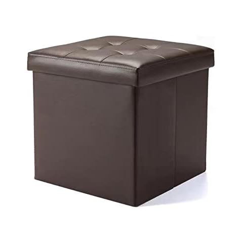 CMY Pouffe Footstool Folding Ottoman Storage Box Faux Leather Foot Rest Stool Toy Chest Shoe Bench Dressing Table Chair with Lids for Living Room Cover