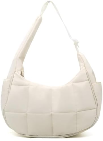 Nylon Shoulder Bag for Women Small Crescent Puffer Purse Quilted Purses Bag Puffer Bag for Travel