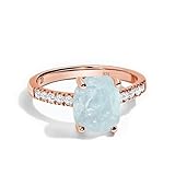 Moon Magic | Authentic Rainbow Moonstone Ring | Amethyst, Rose Quartz, Aquamarine, Moonstone Rings for women | Real 925 Sterling Silver | 18K Rose Gold Raw Crystal Rings for Women | Genuine Jewelry