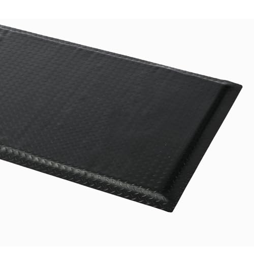 Image of 2 x 5 FT Anti Fatigue Mats Industrial 15 /16 Inch Thick Soft Sponge Ergonomic Mat Durable Heavy Duty Diamond Plate for Standing Non Slip Industrial Grade Floor Mat for Leg & Back Pain (Black)