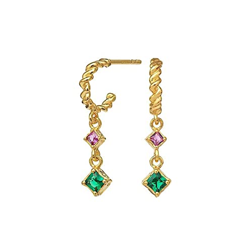 Boucles d'oreilles pour femmes créoles argent et zircon carré