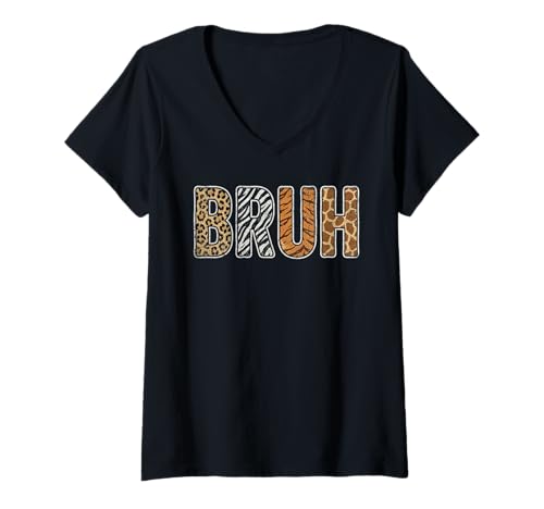 Women's Safari Animals Wildlife Zookeeper Funny Bruh Boys Teens V-Neck T-Shirt
