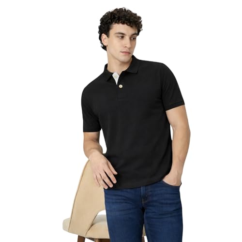 Image of Men's Cotton Polo T-Shirt | Solid Regular Fit Polo Neck T-Shirt | Half Sleeve Casual & Office Wear | Soft Breathable Summer T-Shirt for Men