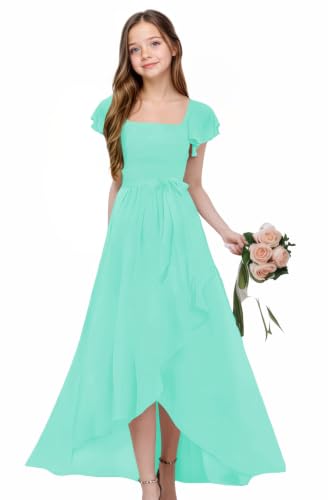Image of Bridesmaid Dresses for Girls Wedding Party Chiffon Flower Girl Dress Mint