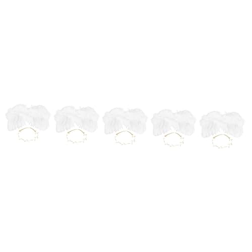 Abaodam 5 Sets Angel Wings Hair Band Princess Wings Kids White Wing White Plume Wings Fairy White Wings Kids Scrunchies Cosplay Costume Wing