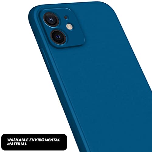 Image of Back Case Cover for iPhone 12 Mini Back Cover Case Camera Protection Soft Liquid Silicone Protective Back Cover Designed for iPhone 12 Mini (Blue)