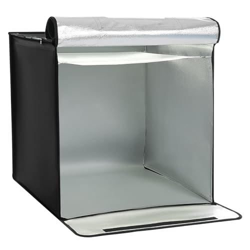Levkitch Scatola fotografica pieghevole 60 x 60 x 60 cm, tenda luminosa per studio fotografico, 5500 K, dimmerabile, set con 120 luci a LED e 5 sfondi fotografici