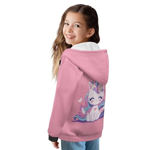 Girls Boys Hoodie Casual Zip Up Pullover Long Sleeve Coat with Pockets Fall Winter Thick Jacket for Kids3