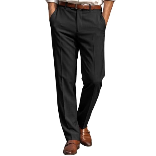 Pantalon homme habillé coupe droite ample de couleur unie
